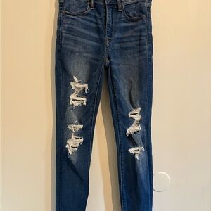 Women's Distressed Blue Jeans
